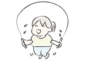 縄跳びダイエットをするぽっちゃりした女性